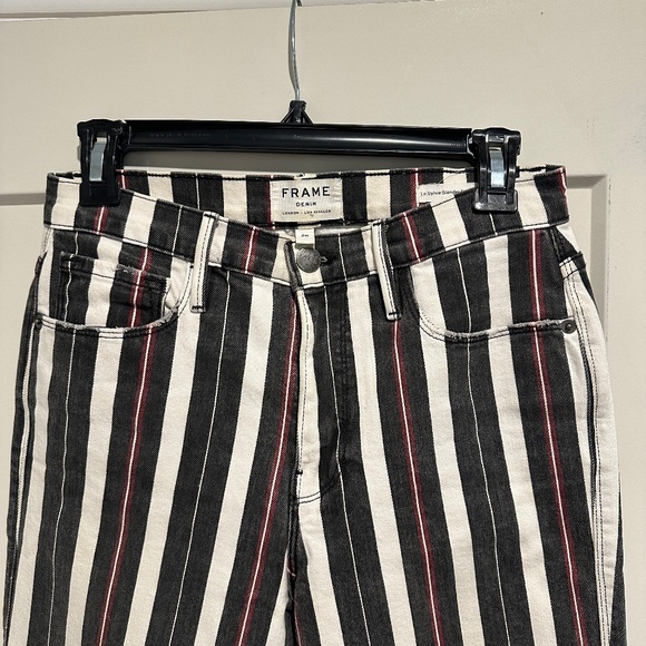 FRAME Denim Le Sylvie Slender Straight High Rise Band Stripe Jeans - Picture 4 of 5
